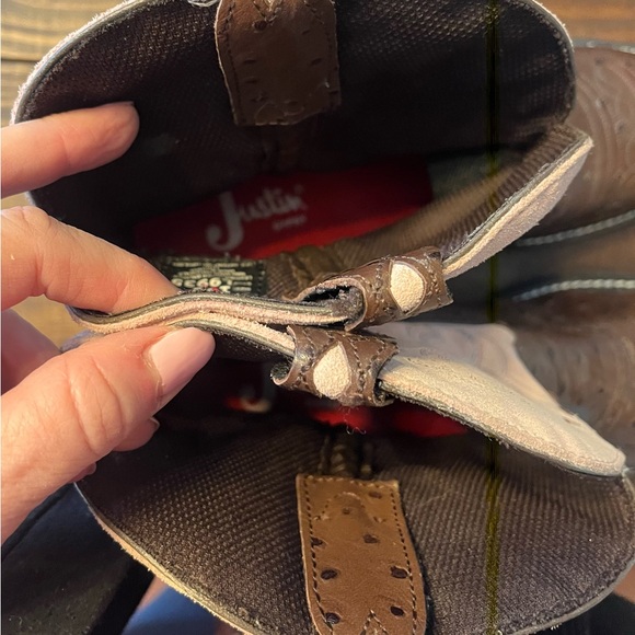 Pink and Brown Ladies Gypsy Western Boot w/ Ostrich Print (L9935) (worn once) - Picture 8 of 16